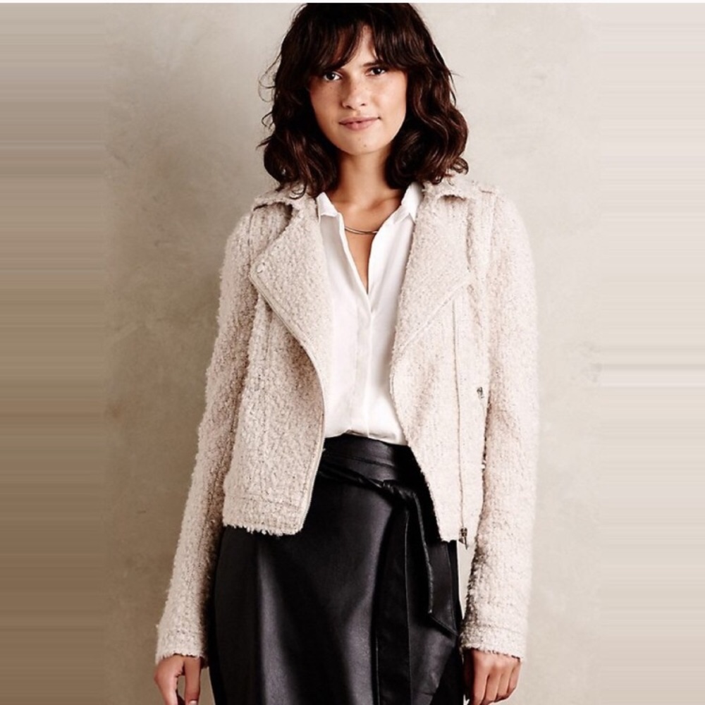 Anthropologie Elevenses Teddy Bear Moto Jacket